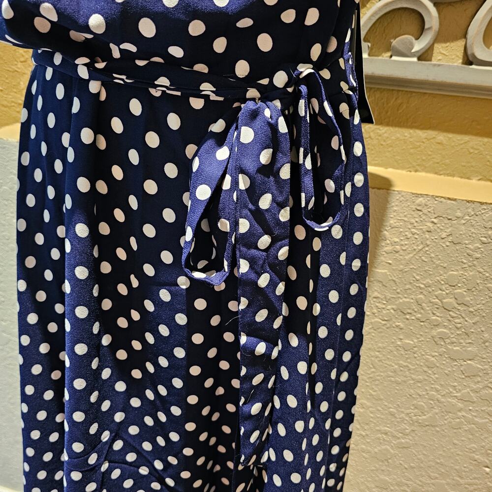 DN Designs NWT 16W Polka Dot Halter Midi Dress Plus Size Old Money Nautical - Picture 5 of 12